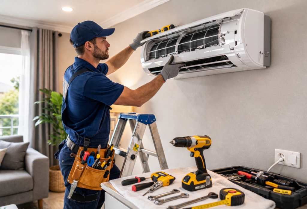 Instalação ar condicionado 9000 btus por tecnico